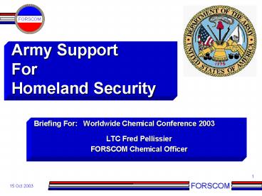 Army Support For Homeland Security