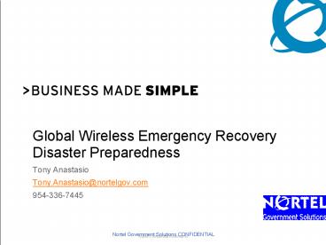 Global Wireless Emergency Recovery Disaster Preparedness