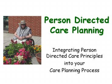 Person Directed Care Planning