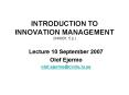 INTRODUCTION TO INNOVATION MANAGEMENT INN001, 5 p. PowerPoint PPT Presentation