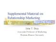 Supplemental Material on Relationship Marketing PowerPoint PPT Presentation
