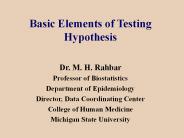 Basic Elements of Testing Hypothesis