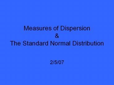 Measures of Dispersion