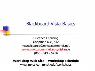 Blackboard Vista Basics