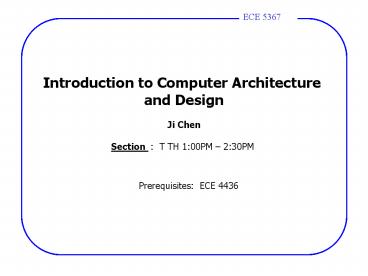 PPT – Introduction to Computer Architecture PowerPoint presentation ...