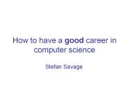 How to have a good career in computer science