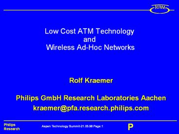 Low Cost ATM Technology and Wireless AdHoc Networks