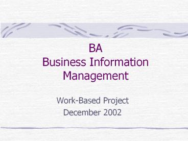 BA Business Information Management
