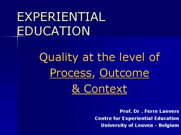 Quality at the level of