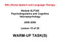 BSc Hons Speech and Language Therapy Module SLP340 Psycholinguistics and Cognitive Neuropsychology 2 PowerPoint PPT Presentation