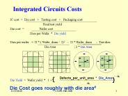 IC cost = Die cost     Testing cost     Packaging cost