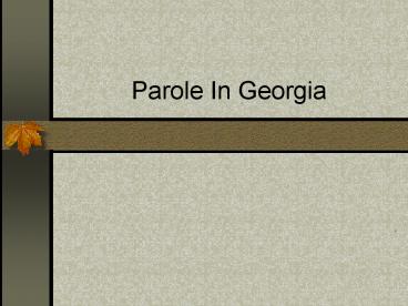 Parole In Georgia