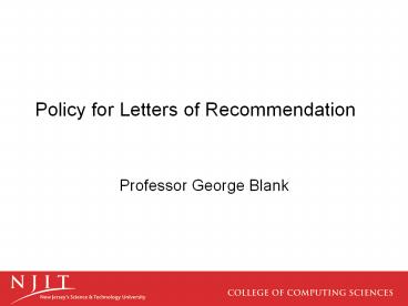 Policy for Letters of Recommendation