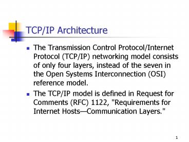 TCPIP Architecture