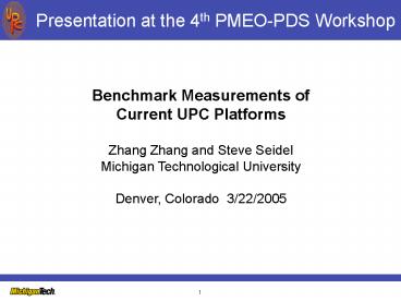 Presentation at the 4th PMEOPDS Workshop