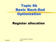 Topic 6b Basic BackEnd Optimization
