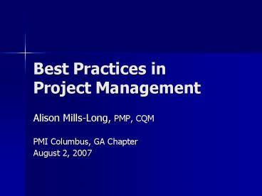Best Practices in Project Management