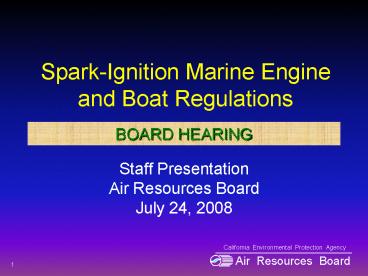 SparkIgnition Marine Engine and Boat Regulations