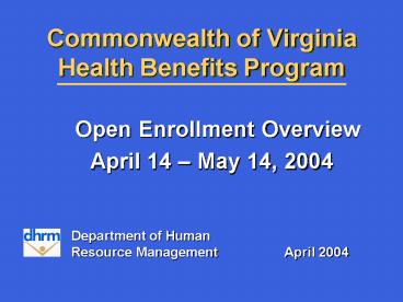 Commonwealth of Virginia Health Benefits Program