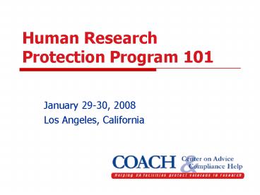 Human Research Protection Program 101