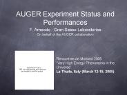 AUGER Experiment Status and Performances