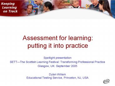 Assessment for learning: putting it into practice