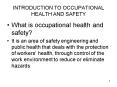 INTRODUCTION TO OCCUPATIONAL HEALTH AND SAFETY PowerPoint PPT Presentation