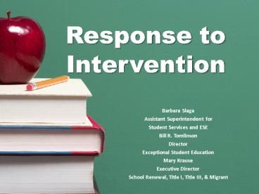 PPT – Response to Intervention PowerPoint presentation | free to view ...