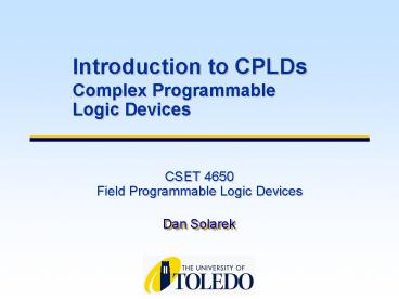 CSET 4650 Field Programmable Logic Devices