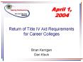 Return of Title IV Aid Requirements for Career Colleges PowerPoint PPT Presentation