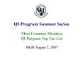 QI Program Summer Series PowerPoint PPT Presentation