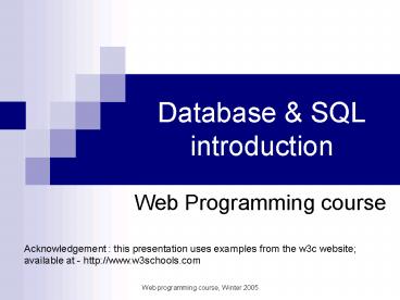 PPT – Database PowerPoint presentation | free to view - id: a2b95-YzY2Z