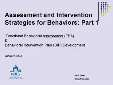 Assessment and Intervention
