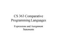 CS 363 Comparative Programming Languages