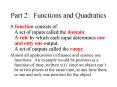 Part 2: Functions and Quadratics PowerPoint PPT Presentation
