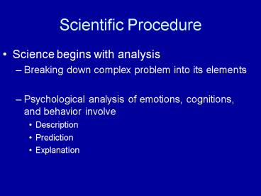 Scientific Procedure