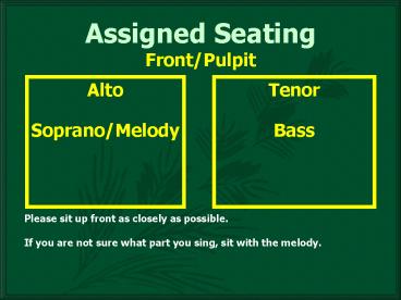 Assigned Seating