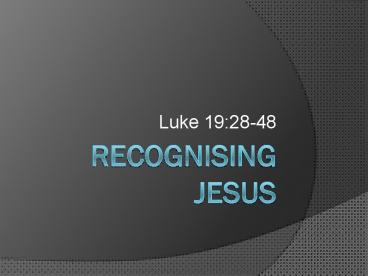 Recognising Jesus