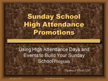 Sunday School High Attendance Promotions