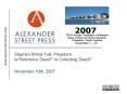 Stephen RhindTutt, President, Is Reference Dead Is Collecting Dead PowerPoint PPT Presentation