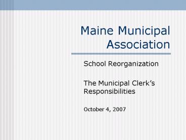 Maine Municipal Association