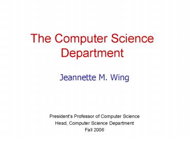PPT – The Computer Science Department PowerPoint presentation | free to ...