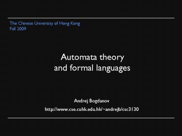 Automata theory and formal languages