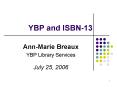 YBP and ISBN13 PowerPoint PPT Presentation