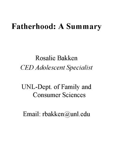 Fatherhood: A Summary