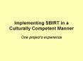 Implementing SBIRT in a Culturally Competent Manner PowerPoint PPT Presentation