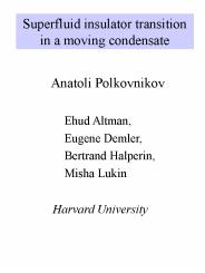 Superfluid insulator transition in a moving condensate