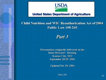 Child Nutrition and WIC Reauthorization Act of 2004
