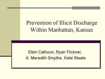 Prevention of Illicit Discharge Within Manhattan, Kansas