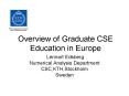 Overview of Graduate CSE Education in Europe PowerPoint PPT Presentation